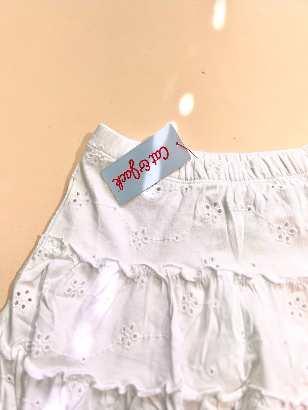 Cat & Jack White Eyelet Tiered Skort Girls Size S (6/7) NWT - Picture 2 of 5